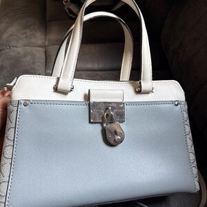 Calvin Klein Two-Tone Satchel in Gray and Cream
